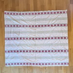 Vintage Fieldcrest Tapestry Blanket Rose Floral Woven Cotton Queen 87x77 USA